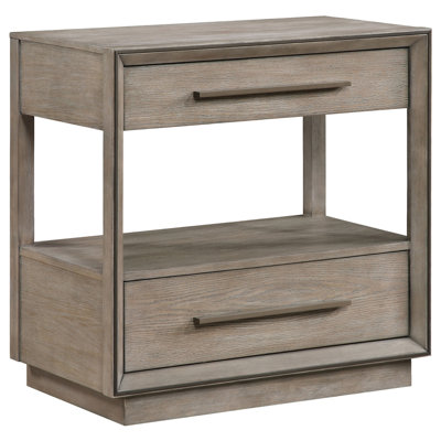Prescott Taupe Oak 2-Drawers Nightstand (Only Nightstand)