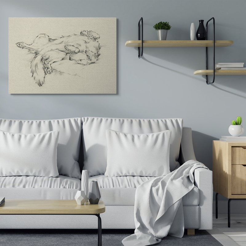 Reproduction d'art sur toile surdimensionnée par chien, Toile tendue, H 36 po x l 48 po x P 1,5 po