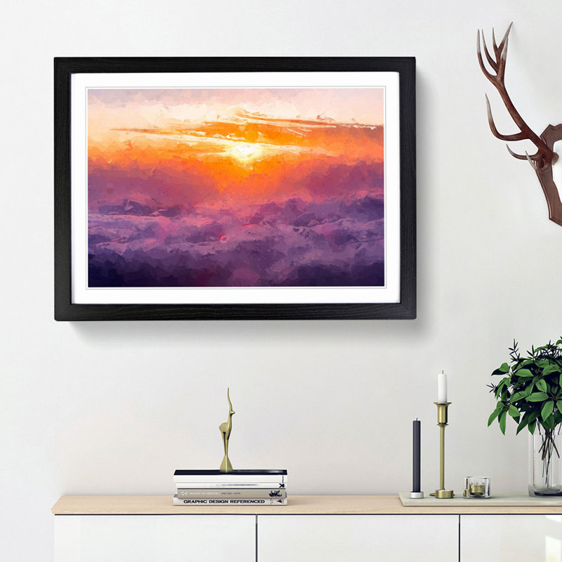 Sunrise over Bali in Abstract - Picture Frame Graphic Art Print, 48cm H x 65cm W x 2cm D, Black Framed