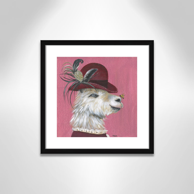 Art sur toile llama, H 17 po x l 17 po x P 1,18 po, Cadre noir