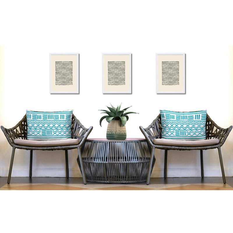 Ensemble de 2 coussins réversibles pour l'intérieur et l'extérieur Luva Tribal, 25 x 18, Turquoise