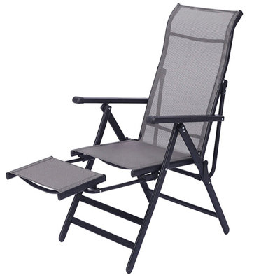 Lounge Chair Folding High Back Lawn Chairs With Retractable Footrest For Outdoor Patio