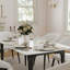 6 Seat Modern Stone Dining Table Set With Faux Leather Side Chairs, 7-piece Dining Table Set-133005912-134038779