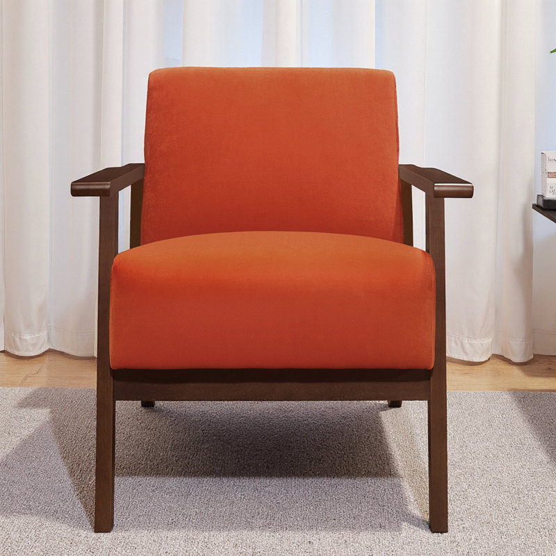 Fauteuil décoratif 32 pouces Rica, bois massif, Orange