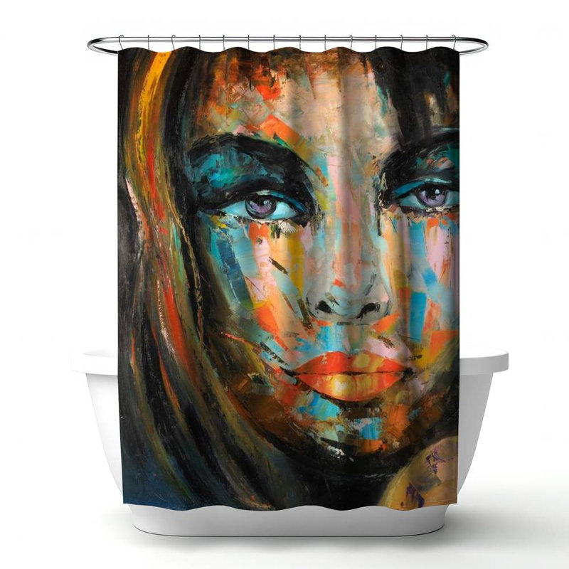 Shower Curtain FI41 – Polyester Shower Curtain, Dye Sublimation Print, 71" W × 74" L, Multicolor