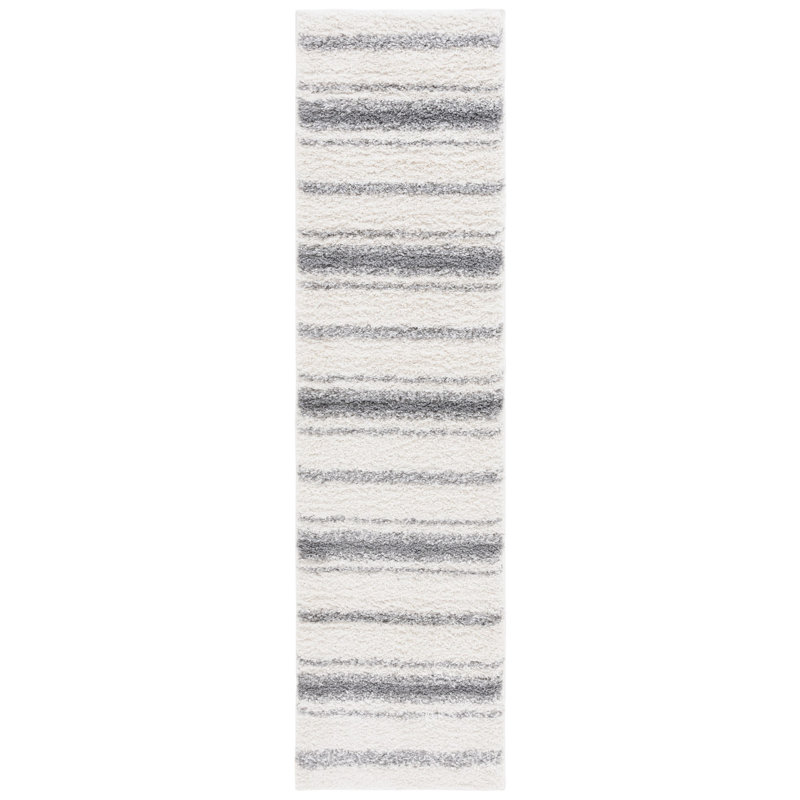 Yahor Border & Stripe Shag 200 Performance Striped Rug, Runner 2'2" x 8'