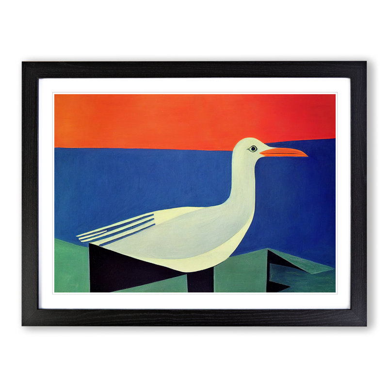 Seagull Abstract Vol.3 - Single Picture Frame Painting, Black , 46cm H x 64cm W x 2cm D