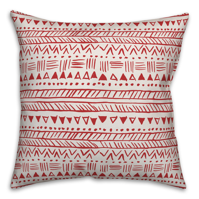 Throw Pillow, 20" x 20", Red Geometric 6
