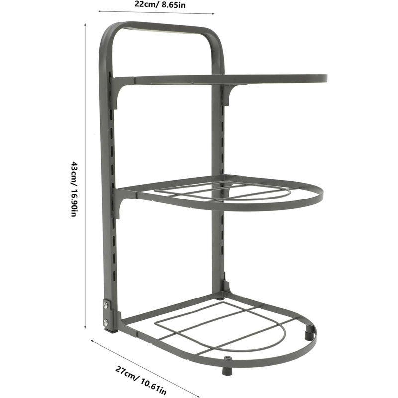 Heavy Duty Foldable Kitchen Pot Organizer Rack Multi Layer Storage Shelf For Pots Pans Steamers And Spice Bottles Stable Space Saving Countertop And Cabinet Kitchen Supply