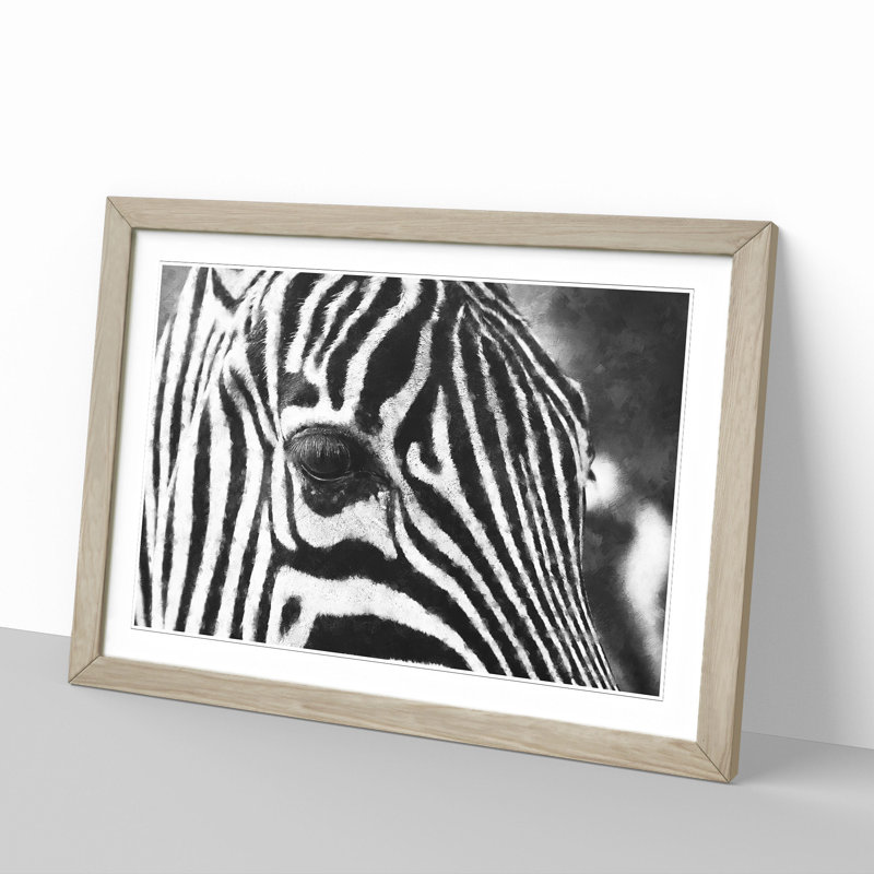 Zebra Vol.1 - Picture Frame Painting, 27cm H x 36cm W x 2cm D, Oak