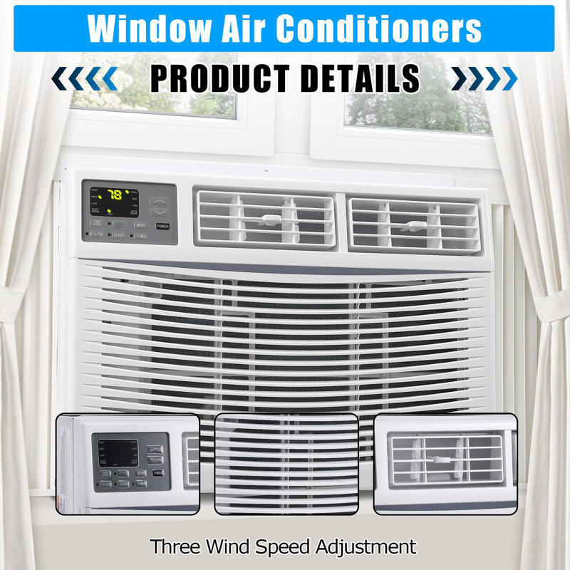Climatiseur de fenêtre intelligent 10000 BTU, climatiseur WiFi, refroidit 450 pieds carrés Ft, App et télécommande, minuterie, 115 V