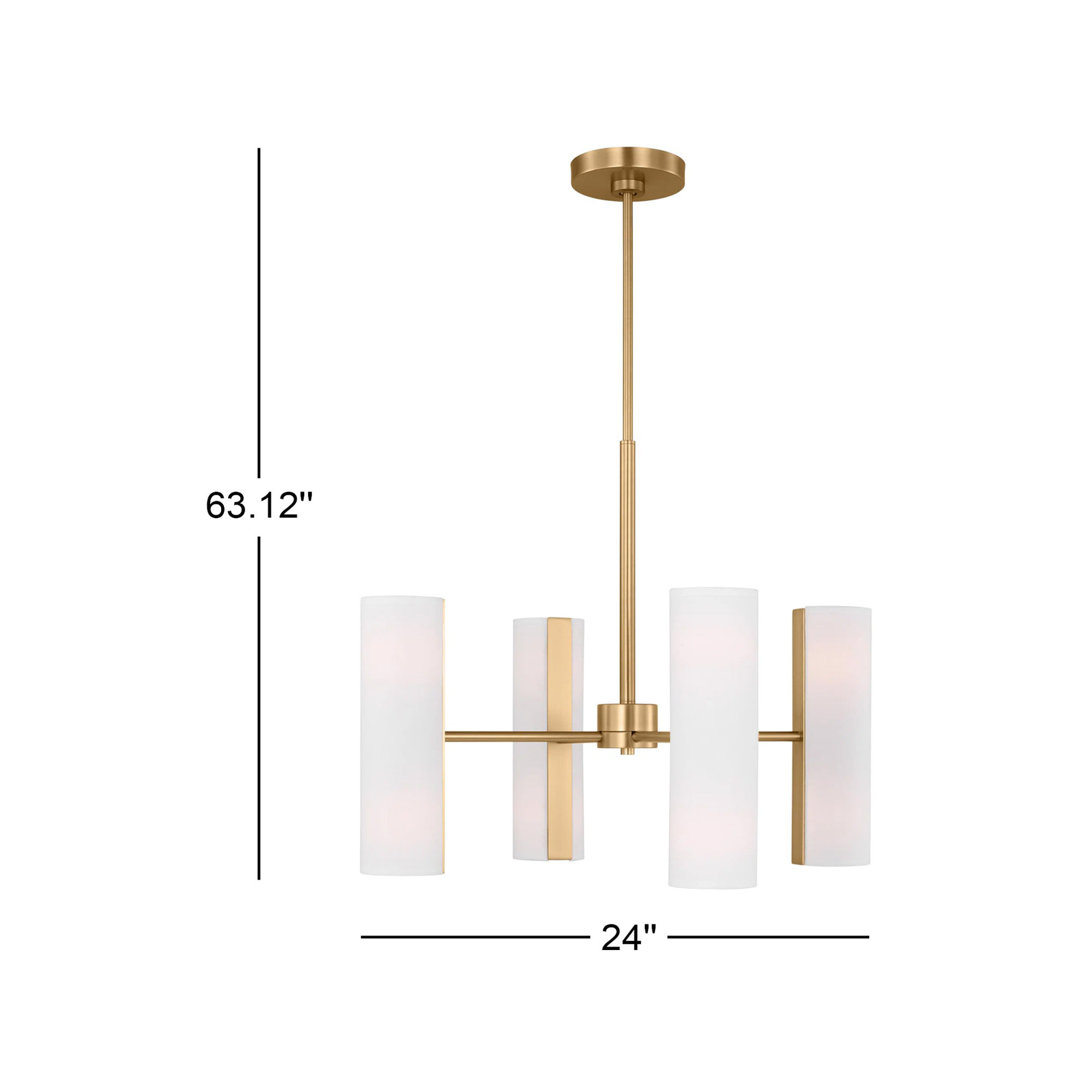 Capalino 8-Light Chandelier, Satin Brass, 19.625" H x 24" W x 24" D