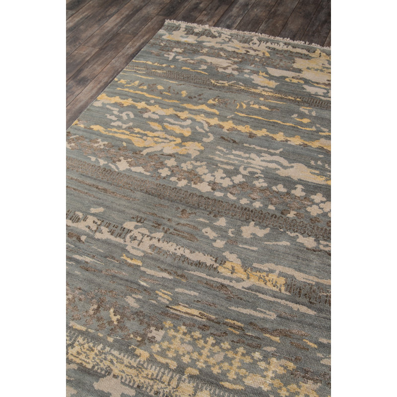 Tapis gris / brun noué à la main Gracie-Jane, Tapis de couloir 2 pi 3 po x 8 pi