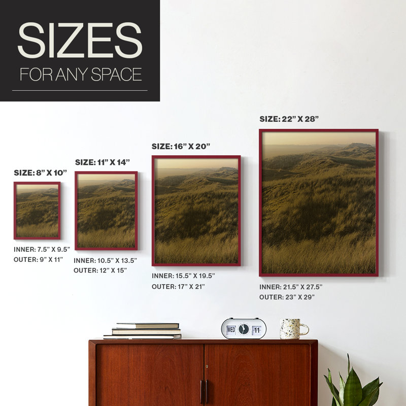 Golden Fog I, reproduction encadrée - bois massif, H 21 po x l 17 po, Rouge