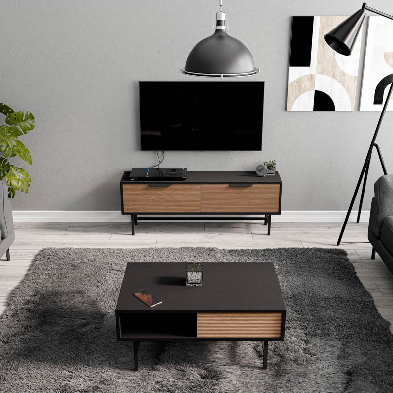 Covedale 2 - Piece Living Room Table Set, Black/Oak