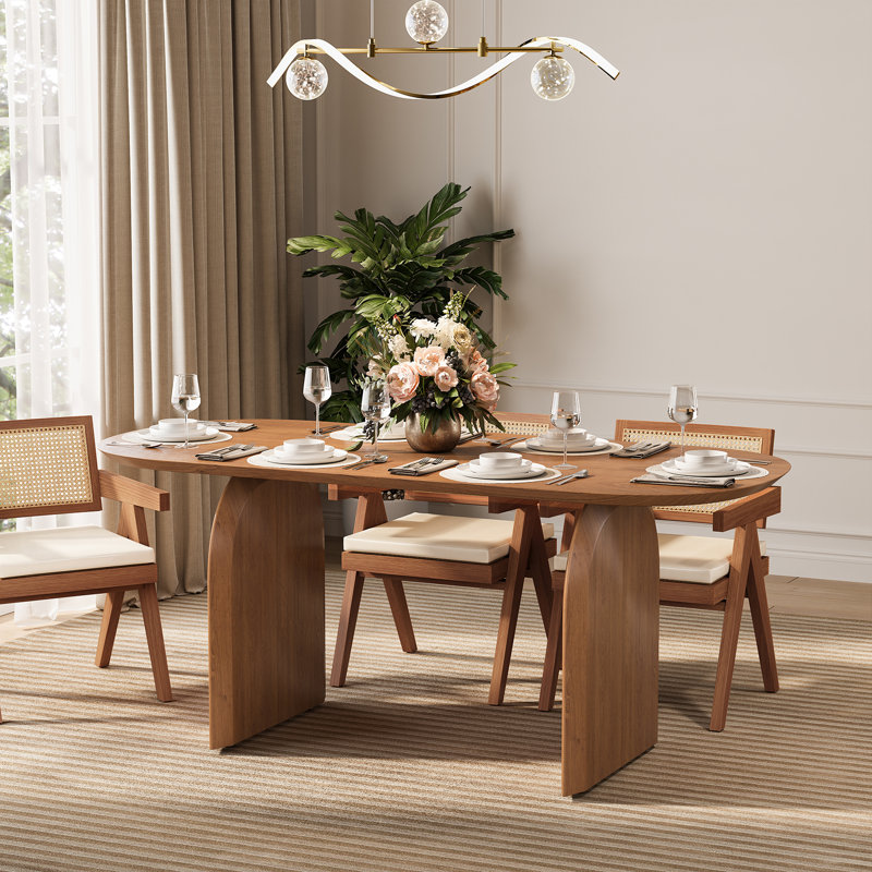 70.9 Inch Farmhouse Dining Table, Solid Wood Rustic Kitchen Table, Large Wooden Rectangular Dinner Table for Dining Room, Home Office, Living Room Furniture, Easy Assembly
