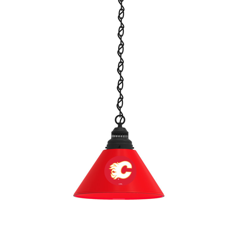Luminaire suspendu conique 1 lumière NHL, Noir, Calgary Flames