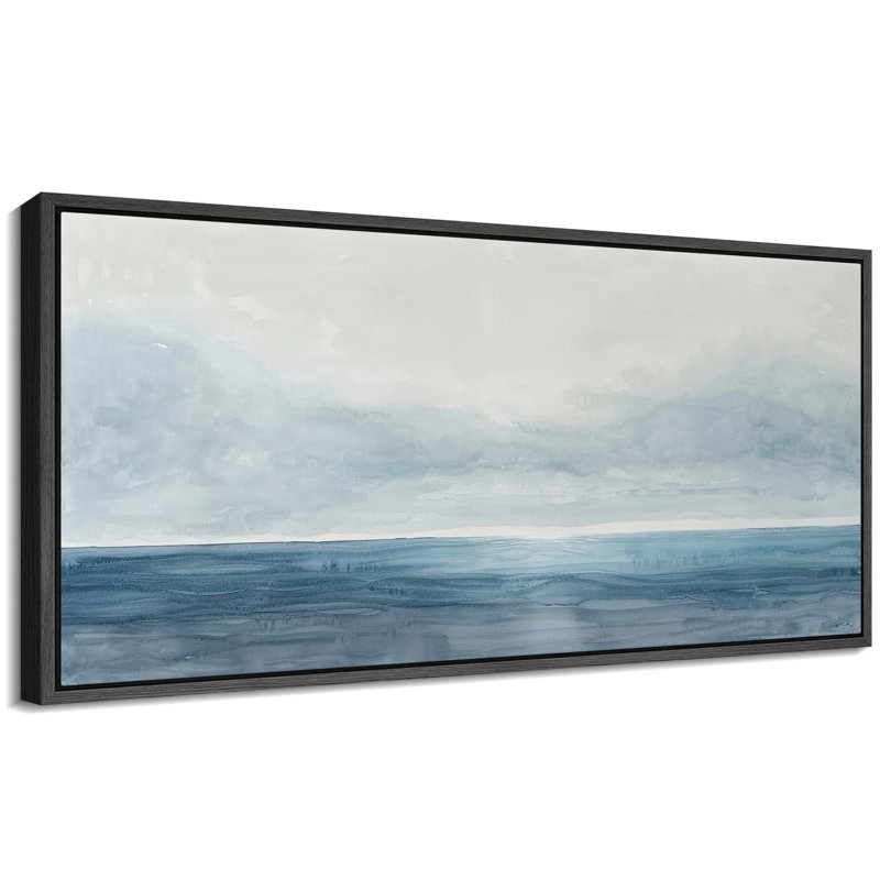 Coastal Beach " Tranquil Horizons The Calm Of A Seascape Modern Art Calm Warm Extra Large Artwork Pictures ", 30" H x 60" W