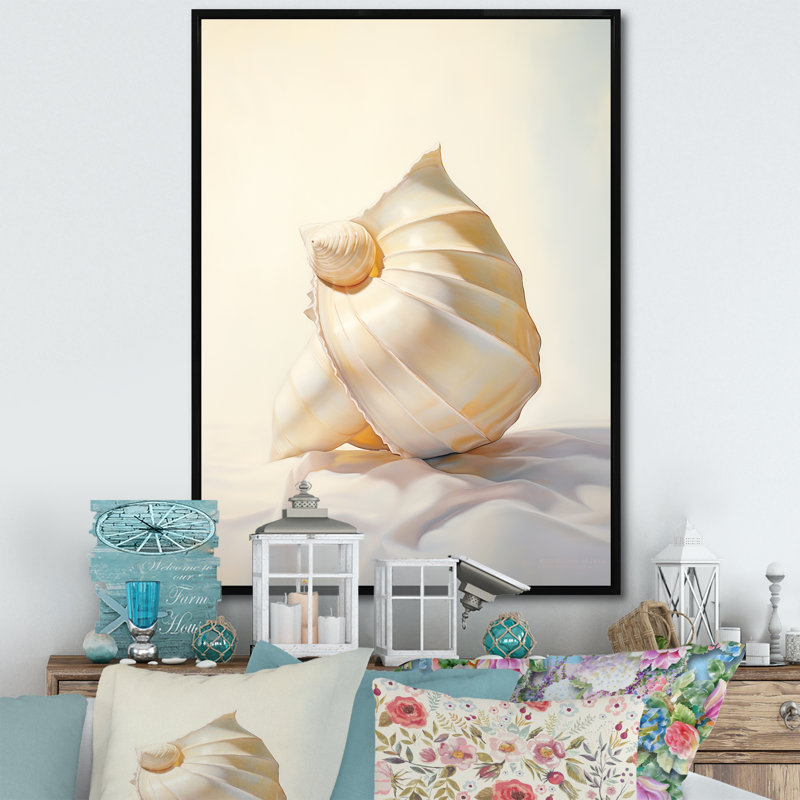 Essonne, coquillage minimaliste, gemmes sur toile, H 32 po x l 16 po x P 1 po, Cadre flottant noir