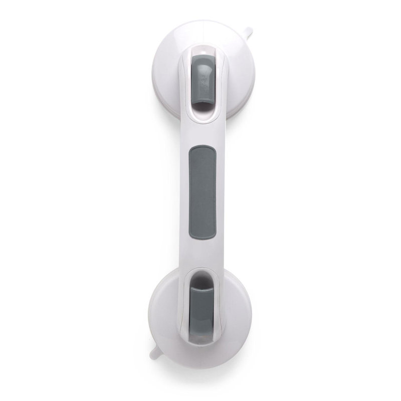 12'' White and Gray Suction Cup Grab Bar