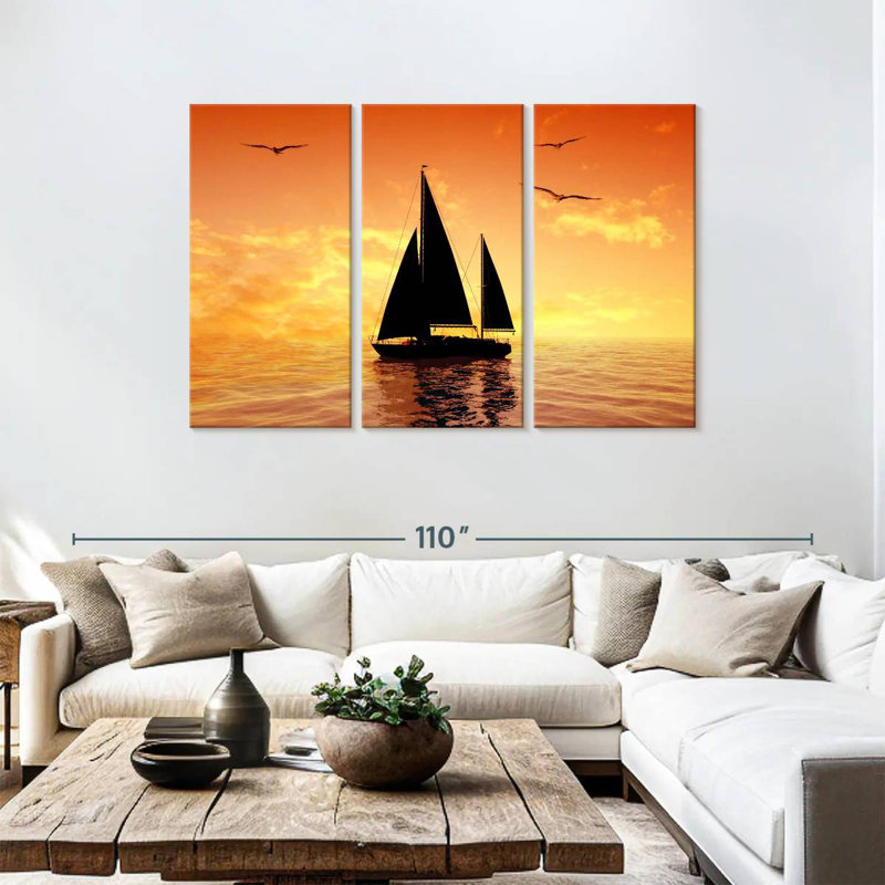 Mehar Yacht Sunset Silhouette, 48" H x 74" W