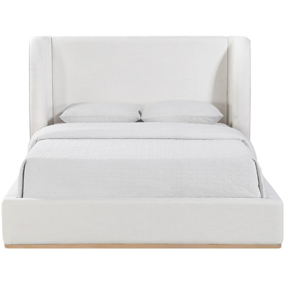 Aurin Alpharetta Linen Textured Fabric Upholstered Bed