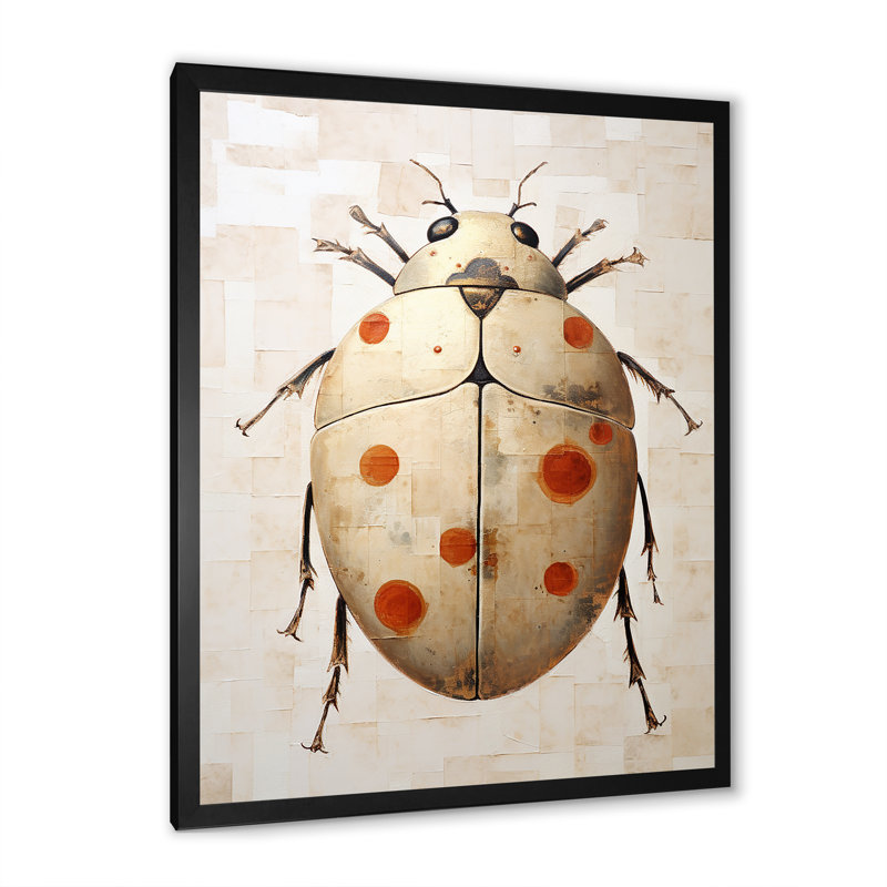 «Gold Vintage Minimalisme Beetle IV» sur toile, Cadre simple noir, H 20 po x l 12 po x P 1 po
