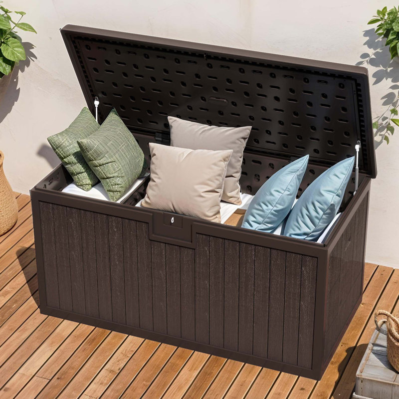Balconera 150 Gallon Water Resistant Resin Lockable Deck Box, 230, Dark Brown