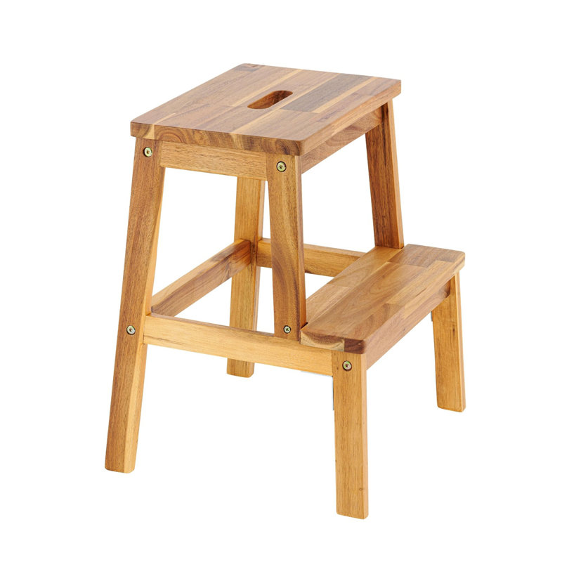 Wood Two Steps Stool Small Size Rectangle