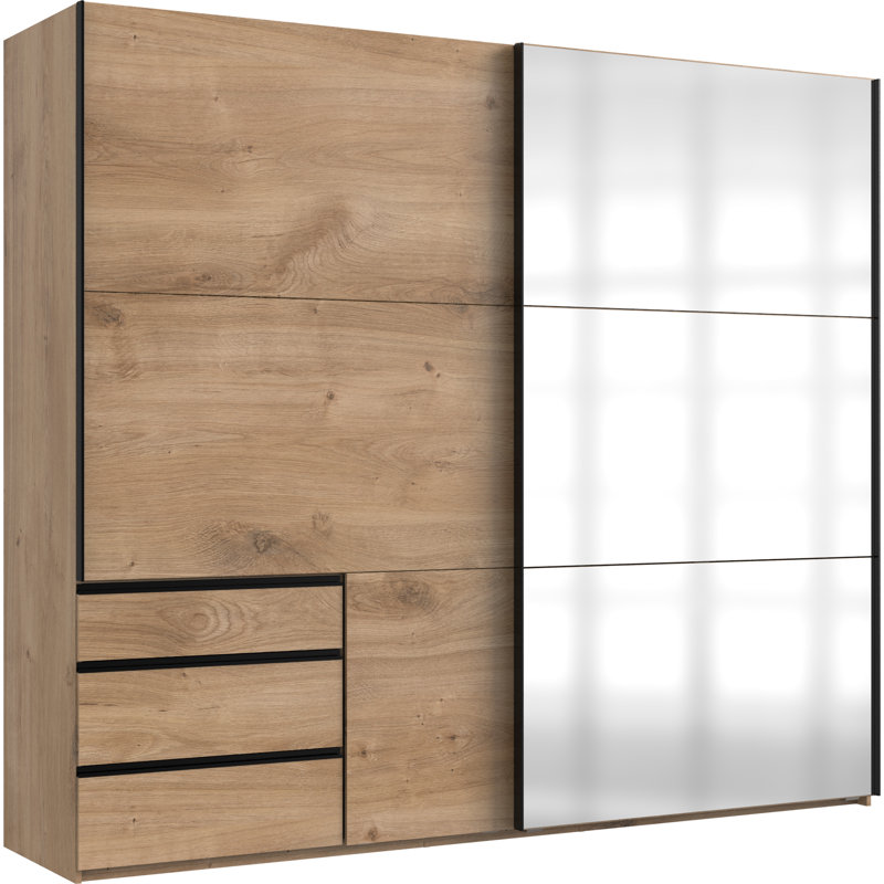 Guardino 2 Door Wardrobe, 216cm H x 250cm W x 65cm D, Plank Oak