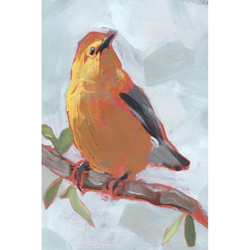 Painted Songbird III - Painting, 46cm H x 30cm W, Wrapped Canvas