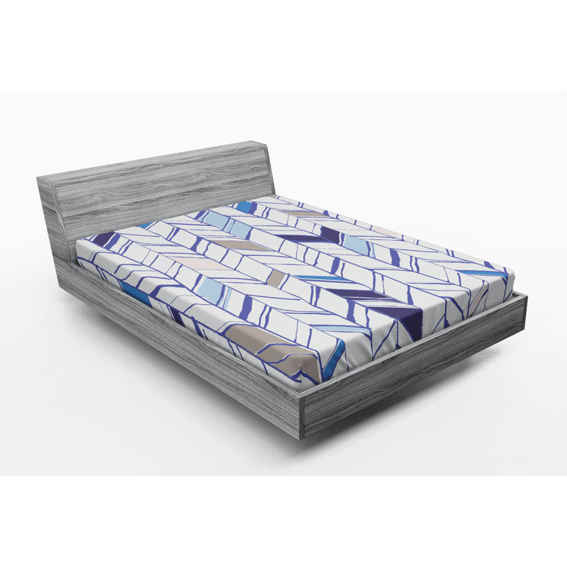 Microfiber Geometric Fitted Sheet, Queen Fitted Sheet
