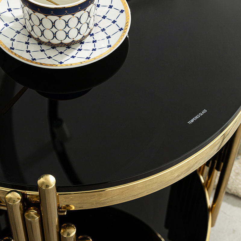 Double Layer Tempered Glass Top Side Table
