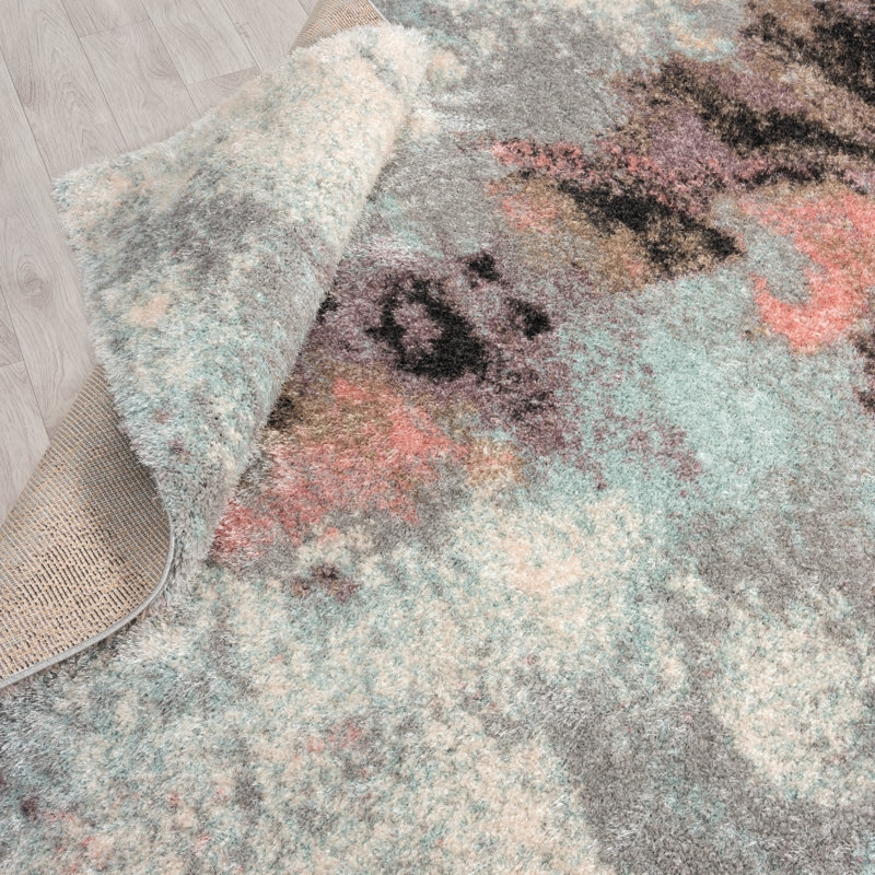 Abstract Area Rug in Gray, Rectangle 5'7" x 7'3"