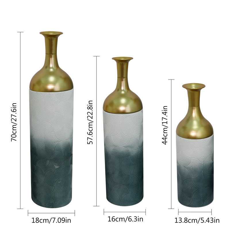 Ensemble de 3 vases décoratifs en métal
