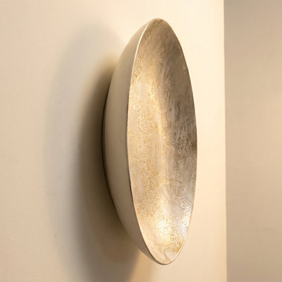 Assiette décorative en verre avec texture feuille d'or - Finition perle ambrée, plat fourre-tout concave pour art mural, manteau de cheminée et étagère, décoration organique moderne