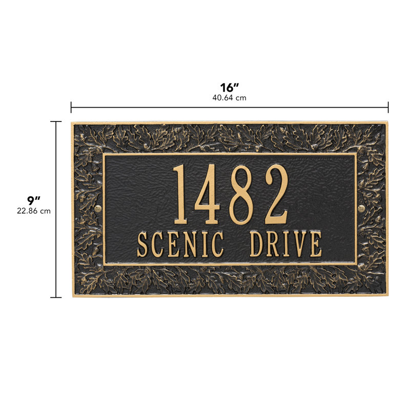 Oakleaf 2-Line Wall Mount, Black and Gold, Yes