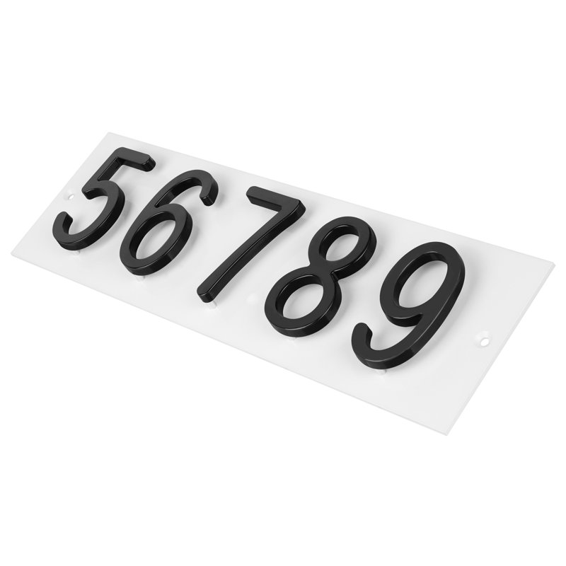 Plaque d'adresse horizontale AMGO, Blanc, Noir, noir, noir, noir, Oui