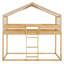 Lit superposé simple au-dessus d'un lit simple en bois avec tente, naturel