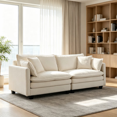 78" Wide 2-Seater Upholstered Square Arm Sofa, Comfy Cloud Couch Sectional Loveseat