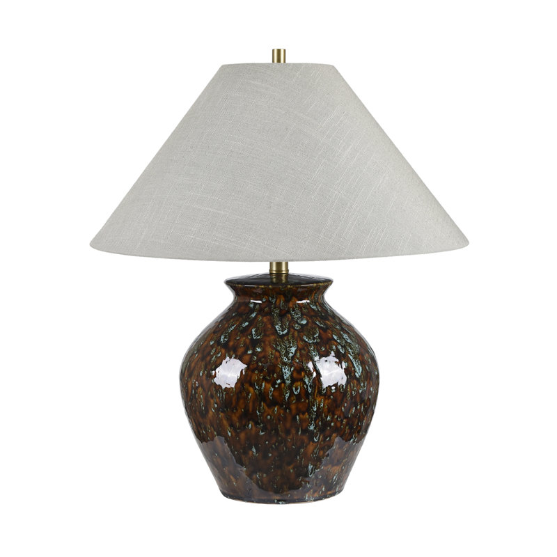 23.25" Ceramic Table Lamp With Gray Shade