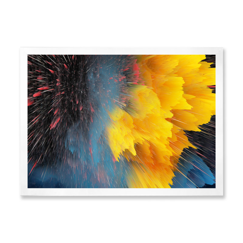 «Yellow Spash Clouds», reproduction sur toile flottante, H 16 po x l 32 po x P 1 po, Cadre photo blanc