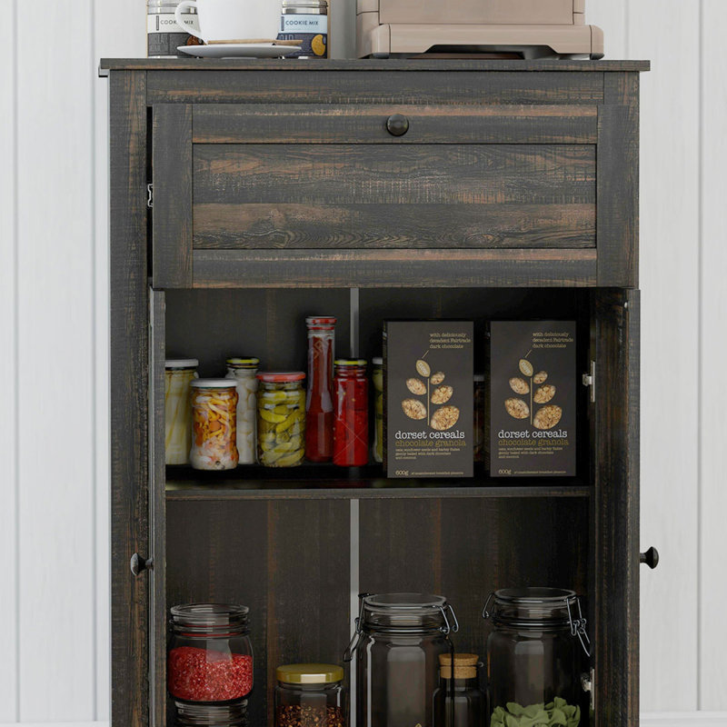 Dark Brown Barn Door Sideboard For Bedroom Storage, Brown