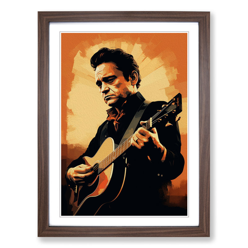 Johnny Cash Digital - Framed Print, Walnut Framed, 46cm H x 34cm W x 2cm D