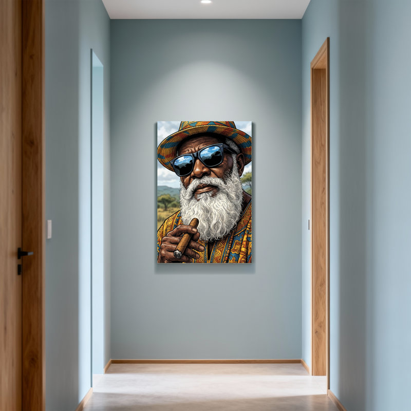 Impression de motif de chapeau de lunettes de soleil mode coloré avec barbe et cigare, H 24 po x l 36 po