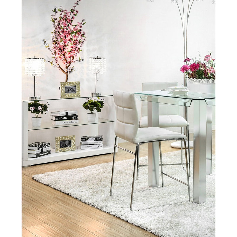 Chaises de salle à manger à hauteur de comptoir contemporaines rembourrées blanches avec base - 2 pièces