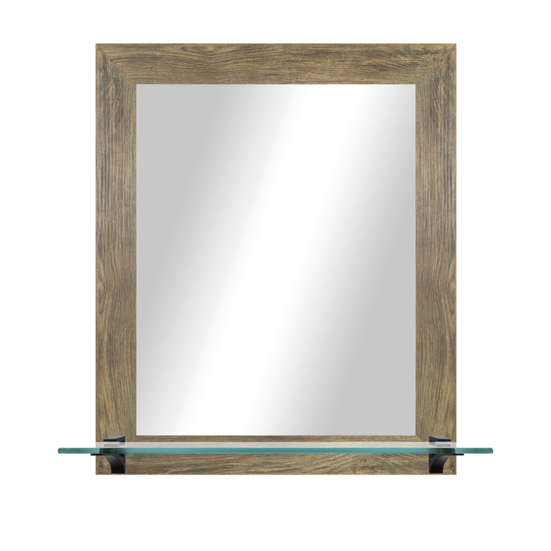 Kridia Flat Wall Mirror, Vertical, Brown/Black, 25.5" H x 21.5" W