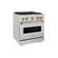 ZLINE Autograph 30" Classic DuraSnow Gas Range w/ 4 Burners & Gold Accents-1275719760