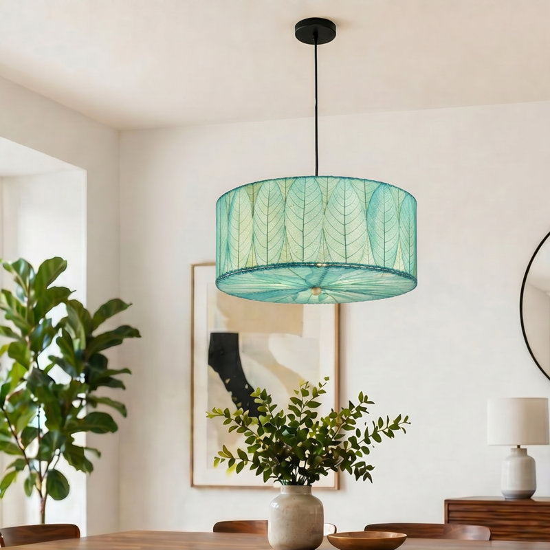 Quintan 3 - Light Drum Chandelier, Sea Blue, 10"H  x 24" W