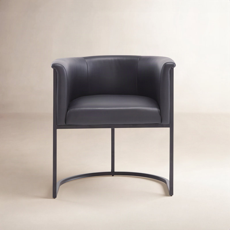 Virgil Faux Leather Upholstered Arm Chair, Black
